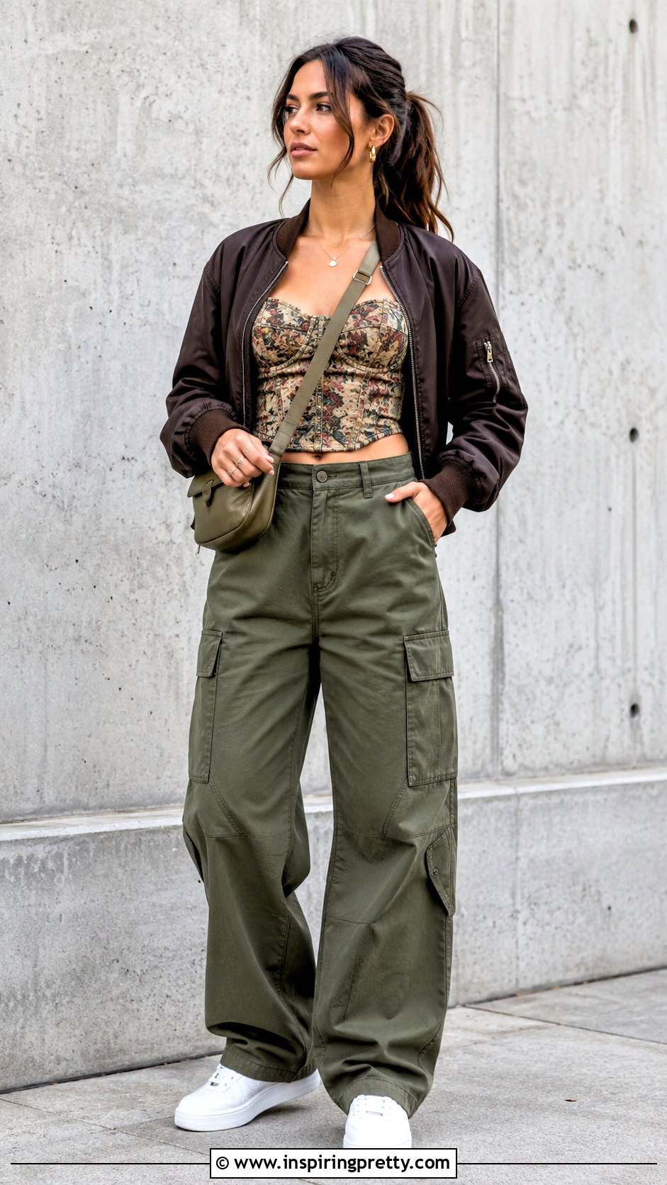 Floral Tapestry Corset Top With Cargo Pants - 20 floral tapestry corset top outfit ideas