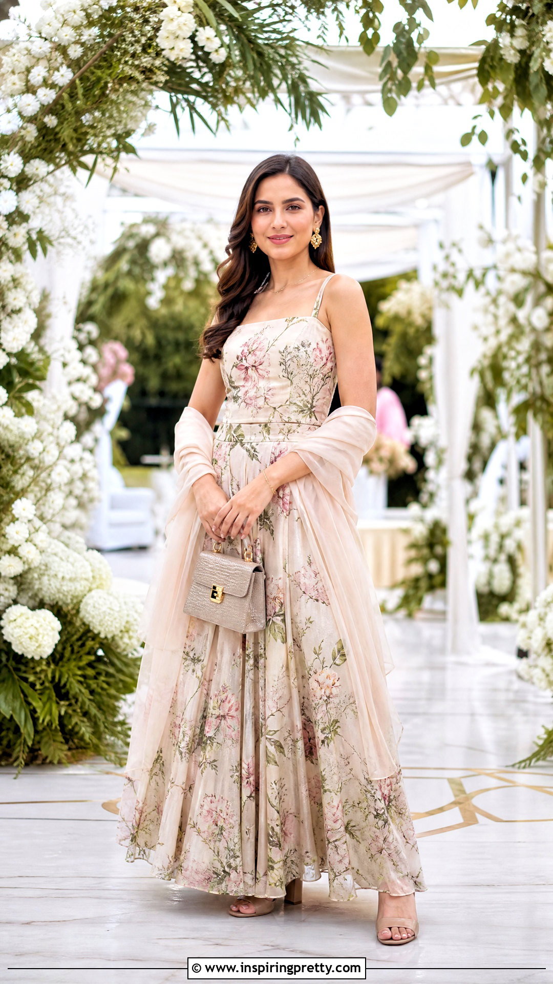 Floral Top And Matching Maxi Skirt Wedding Outfit - 20 Wedding Top And Skirt outfit ideas