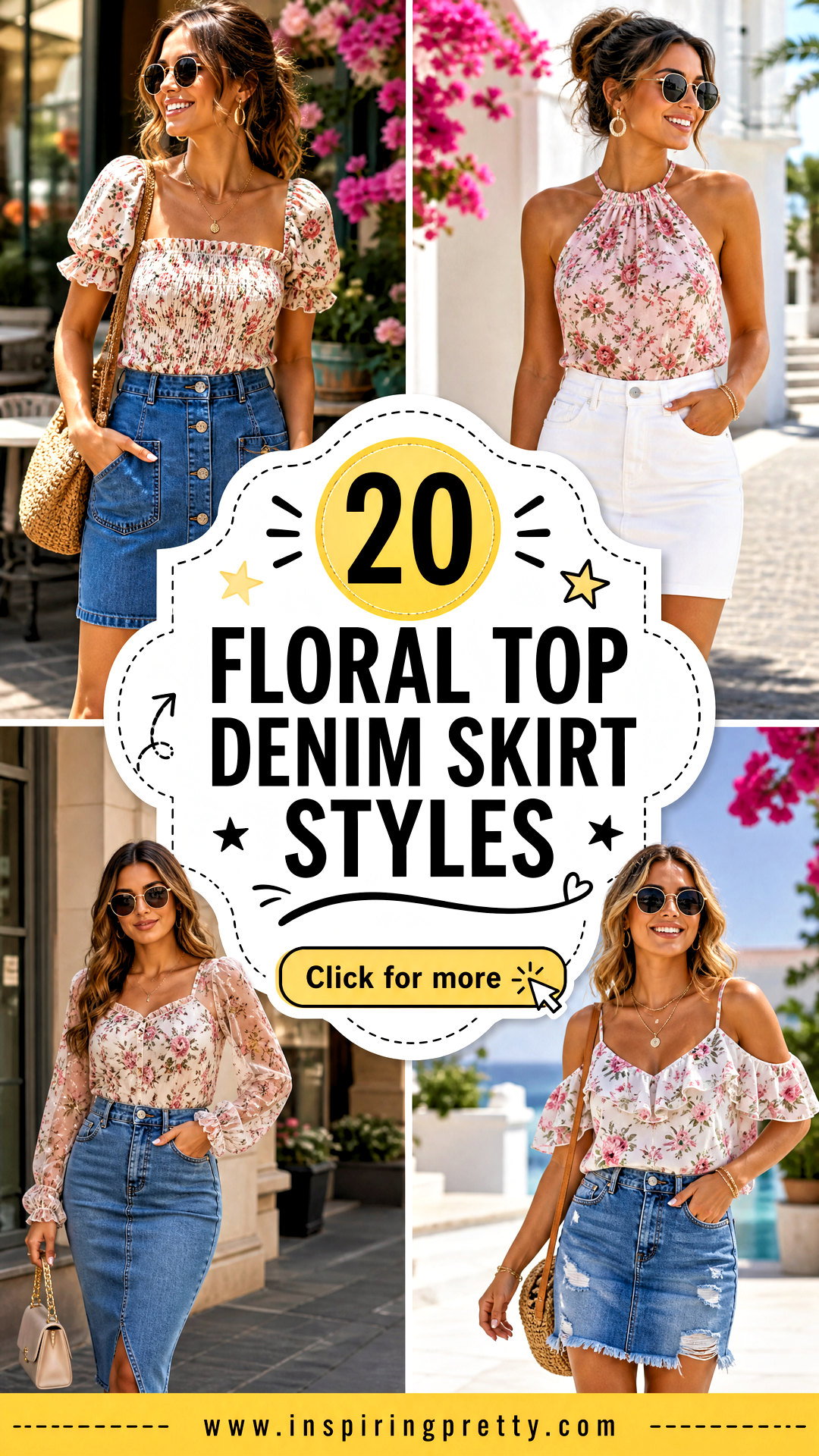 20 Floral Top Denim Skirt Styles for Fresh Summer Outfits - 20 Floral Top Denim Skirt Styles for Fresh Summer Outfits
