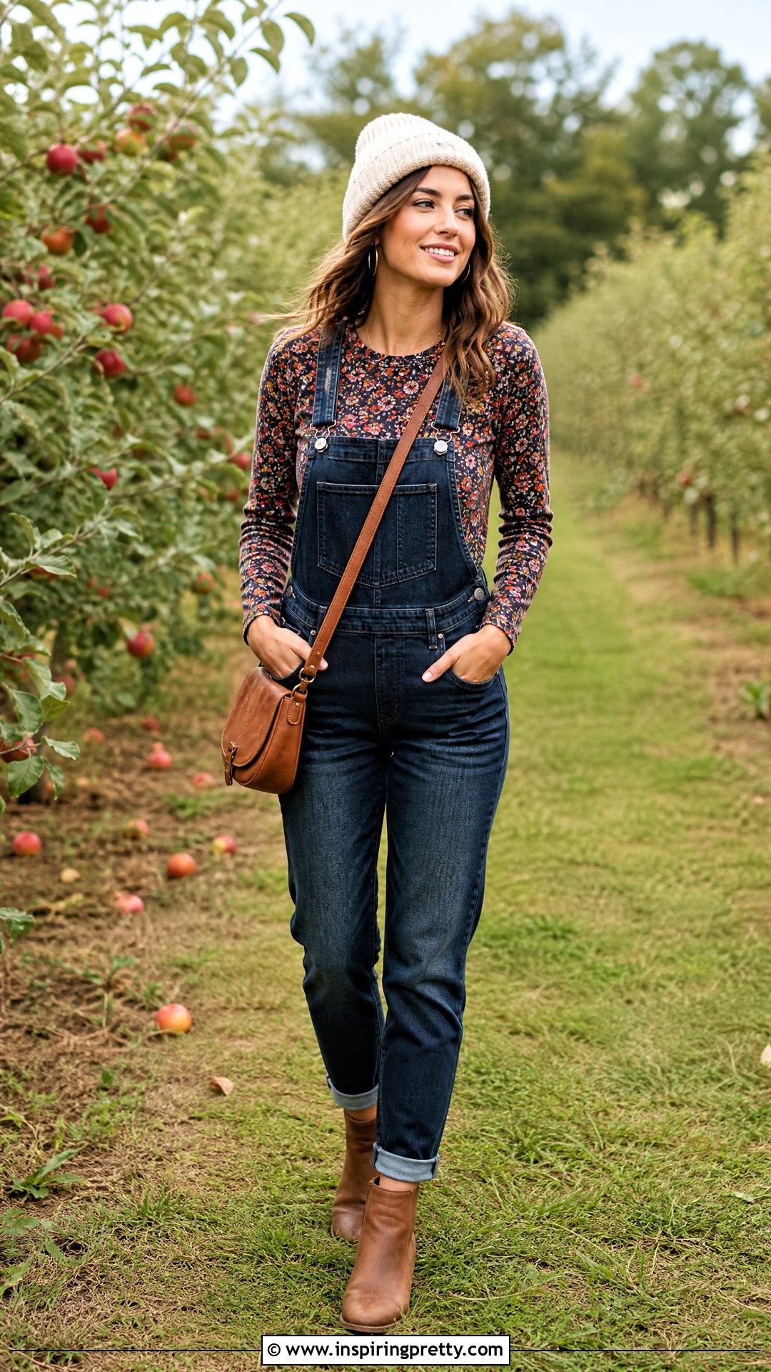 Floral Top With Overalls And Ankle Boots - 20 Floral Top Outfit Fall Ideas