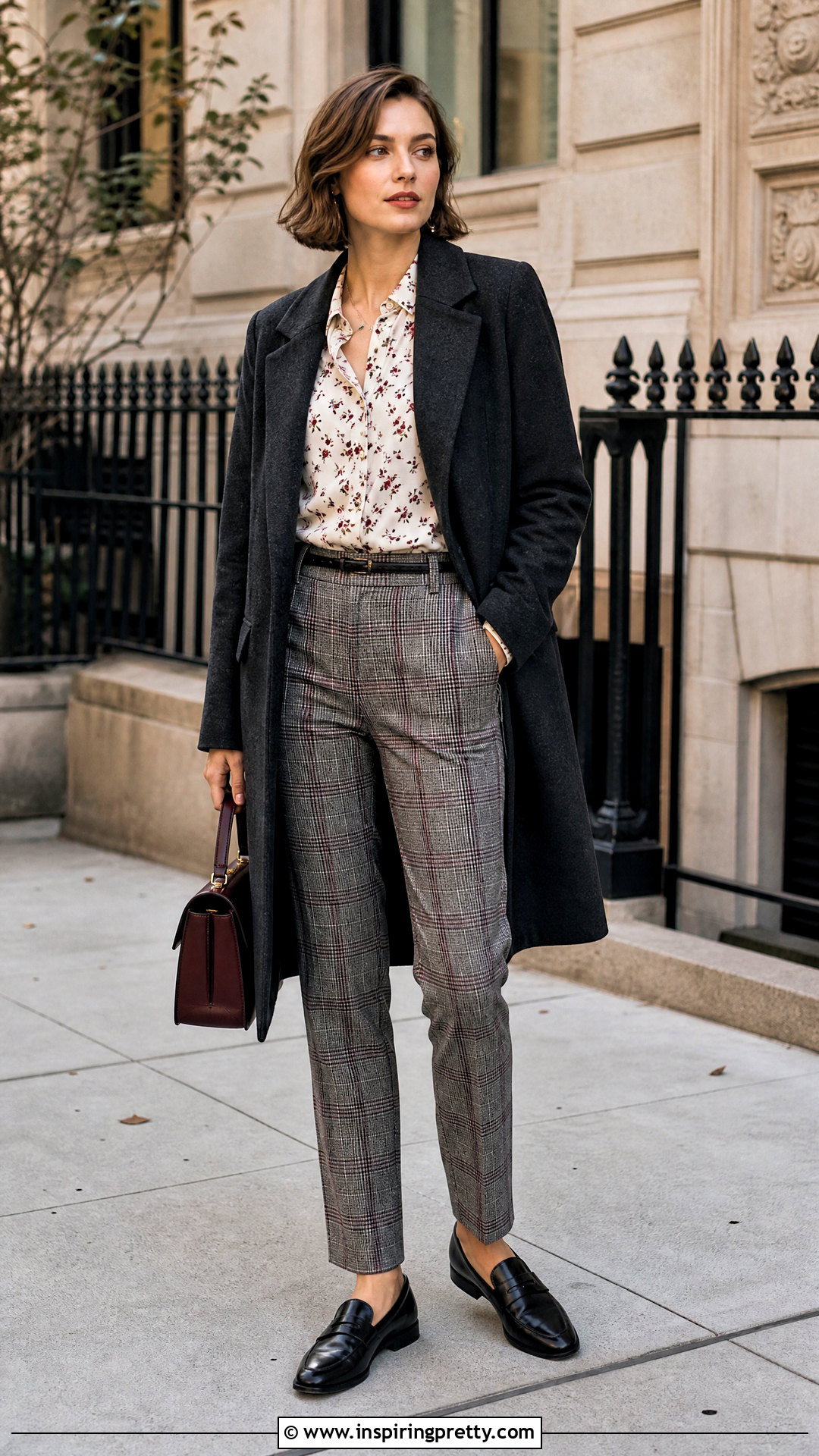 Floral Top With Plaid Pants - 20 Floral Top Outfit Fall Ideas
