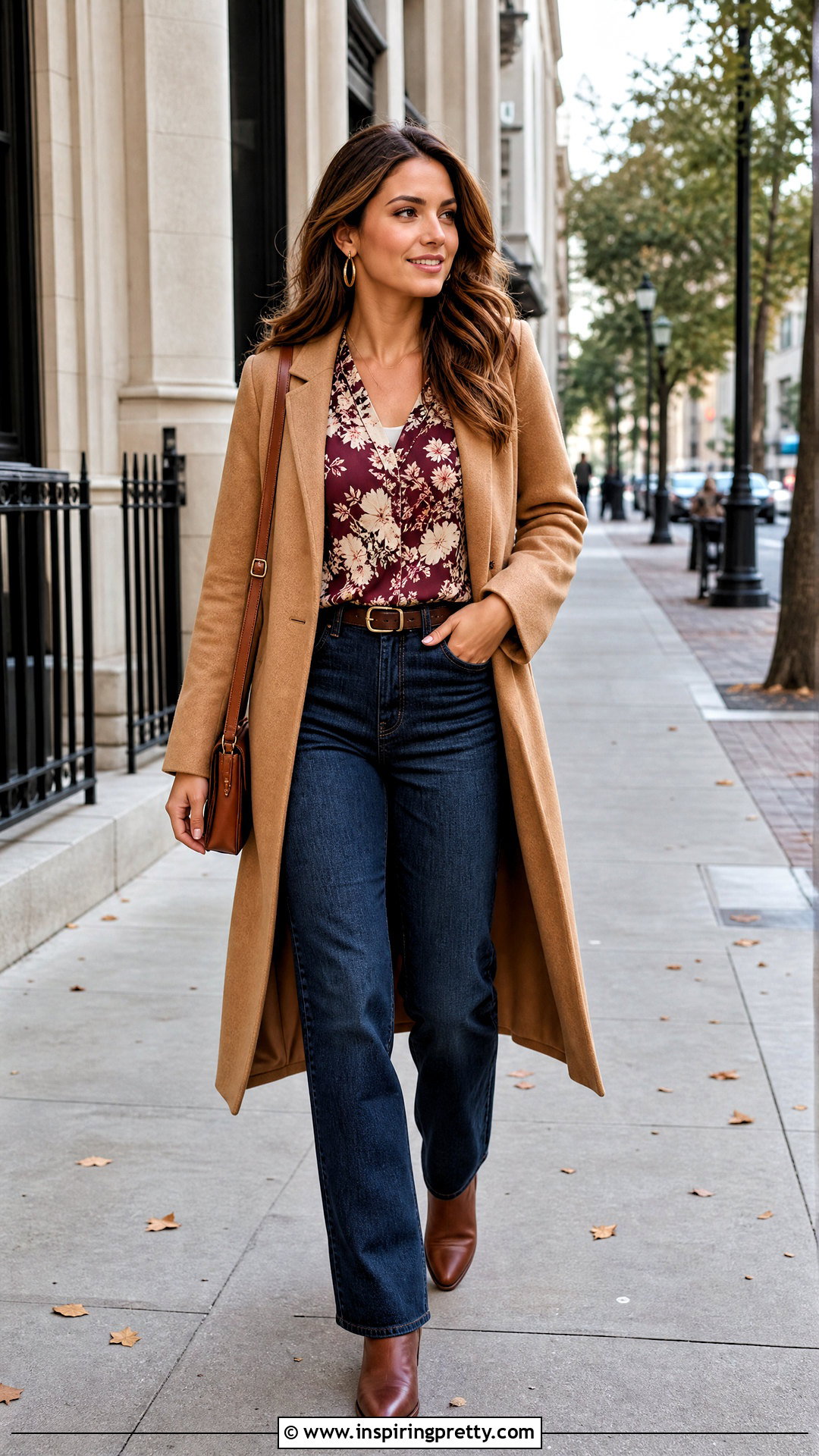 Floral Top With Straight Leg Jeans - 20 Floral Top Outfit Fall Ideas