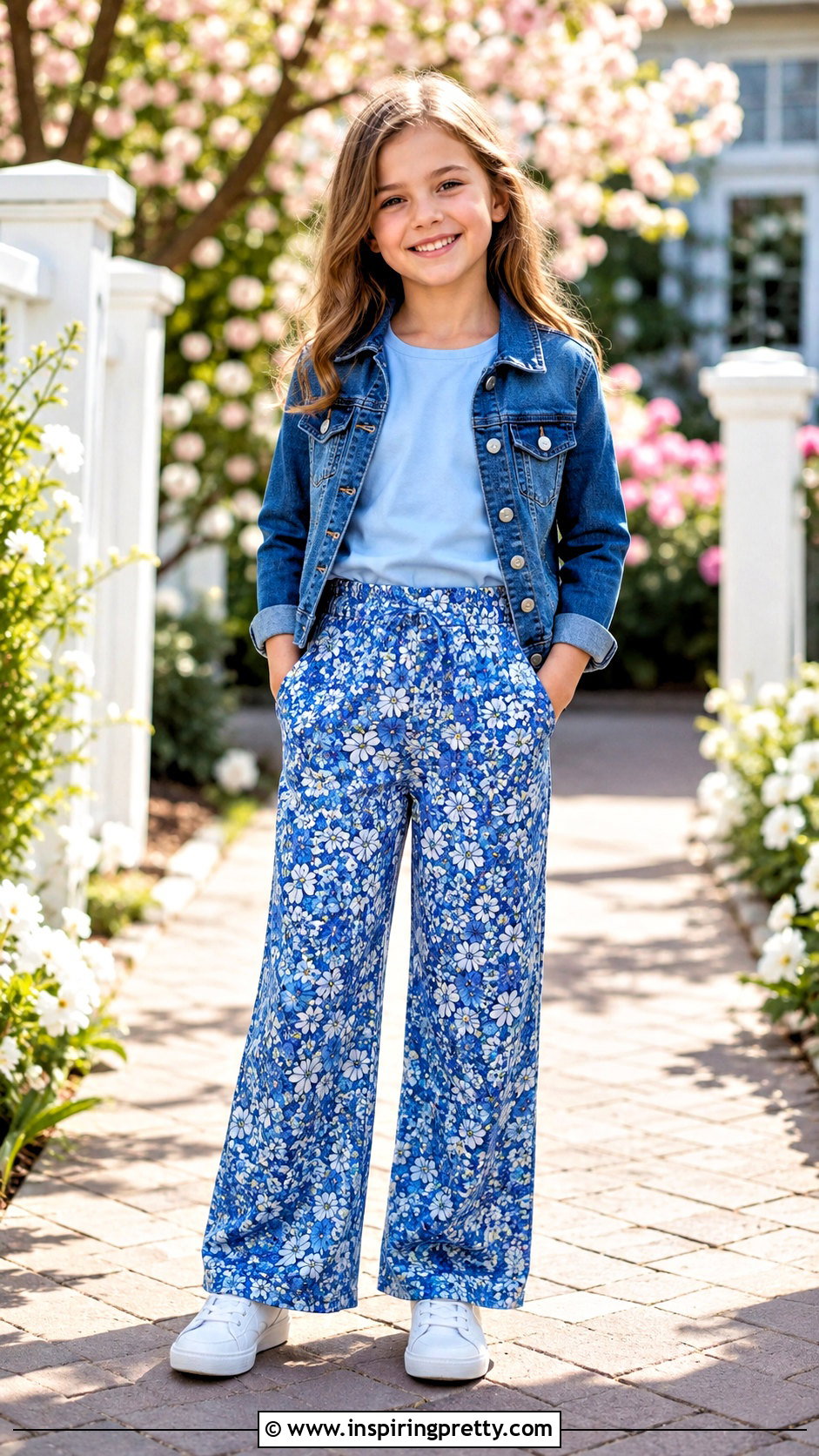 Floral Trousers And Solid T Shirt Outfit - 50 trouser and top for kids