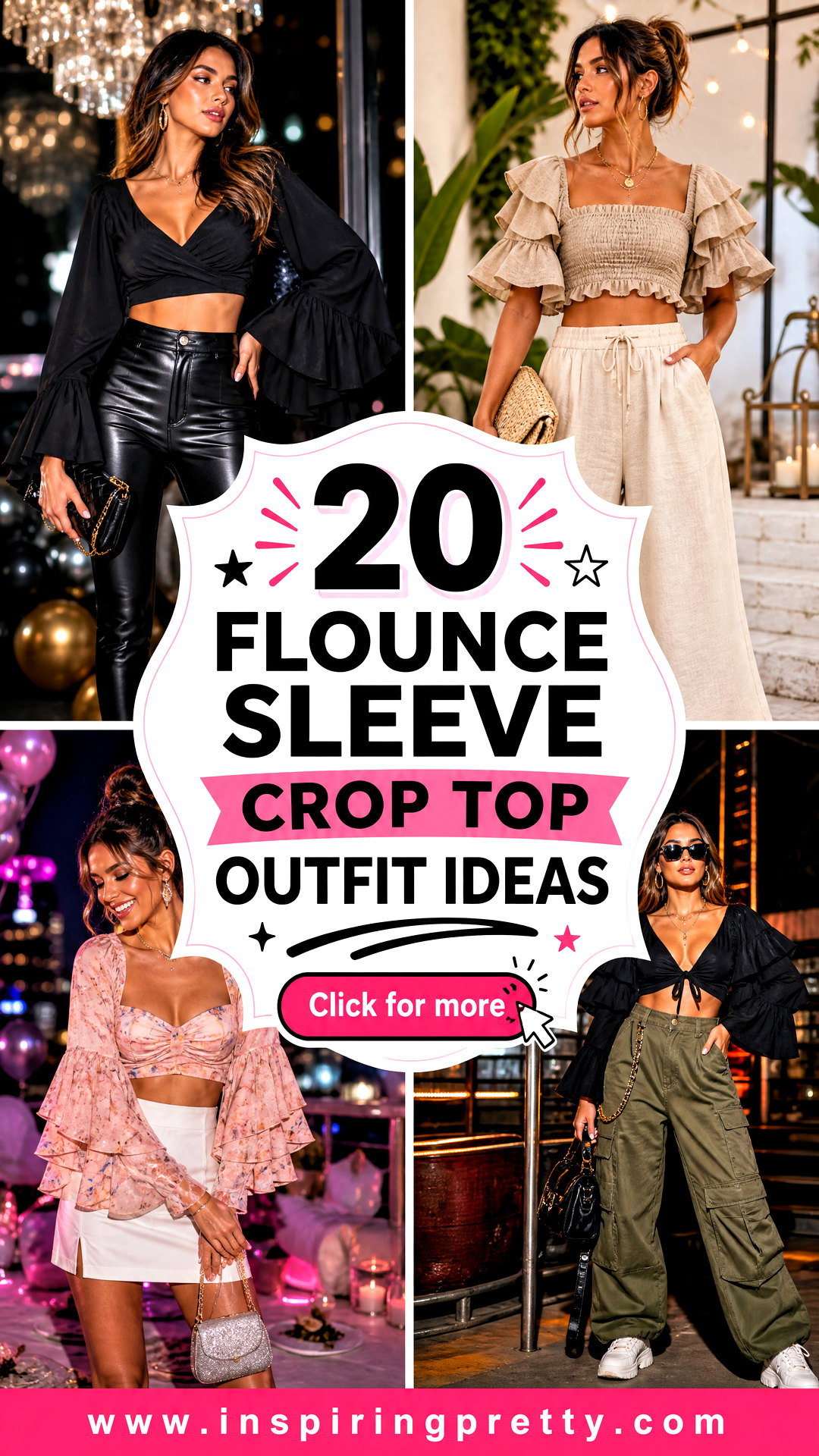 20 Flounce Sleeve Crop Top Outfit Ideas Chic Party Looks - 20 Flounce Sleeve Crop Top Outfit Ideas: Chic Party Looks