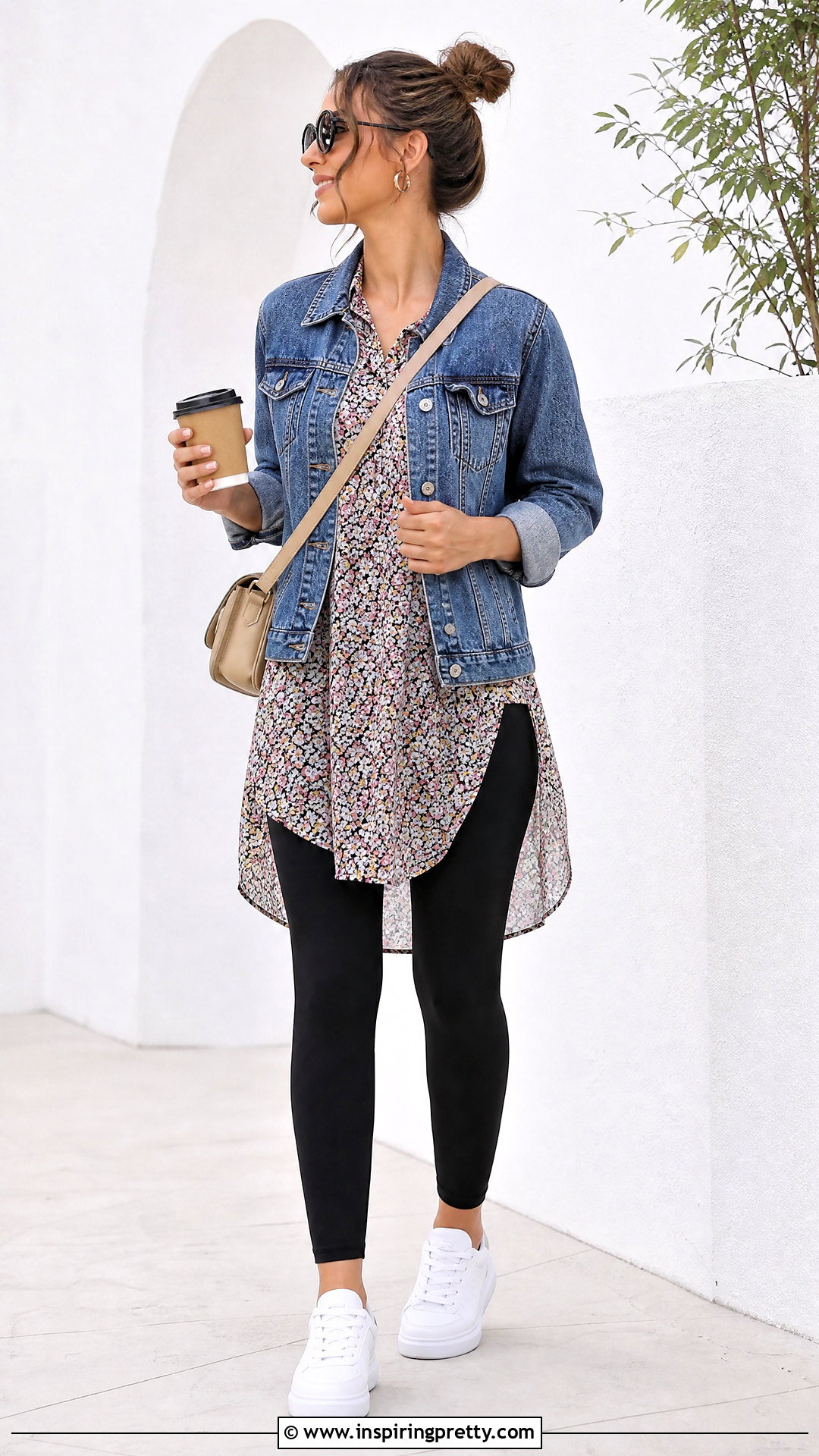 Flower Top With Black Leggings - 50 Flower Top outfit ideas
