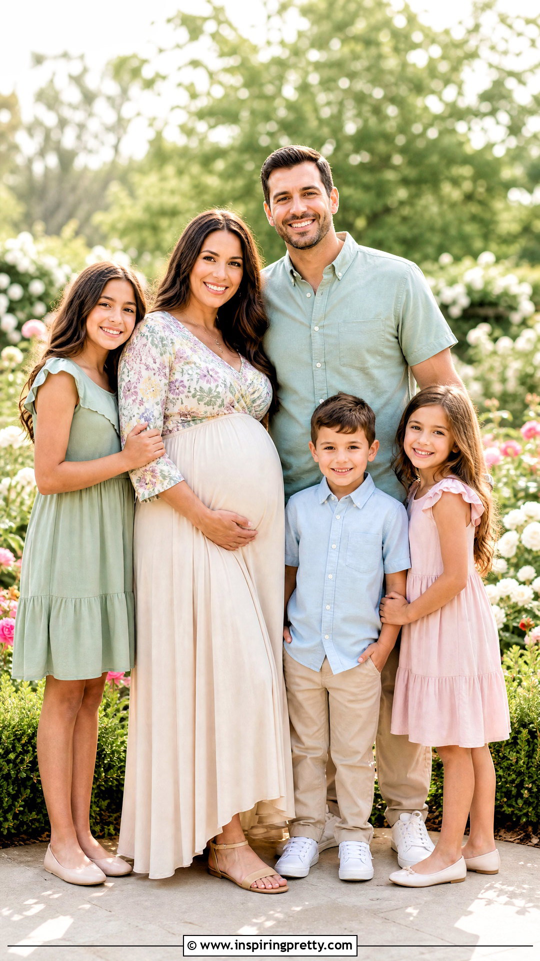 Flower Top With Coordinated Family Outfits - 20 maternity flower top photoshoot ideas