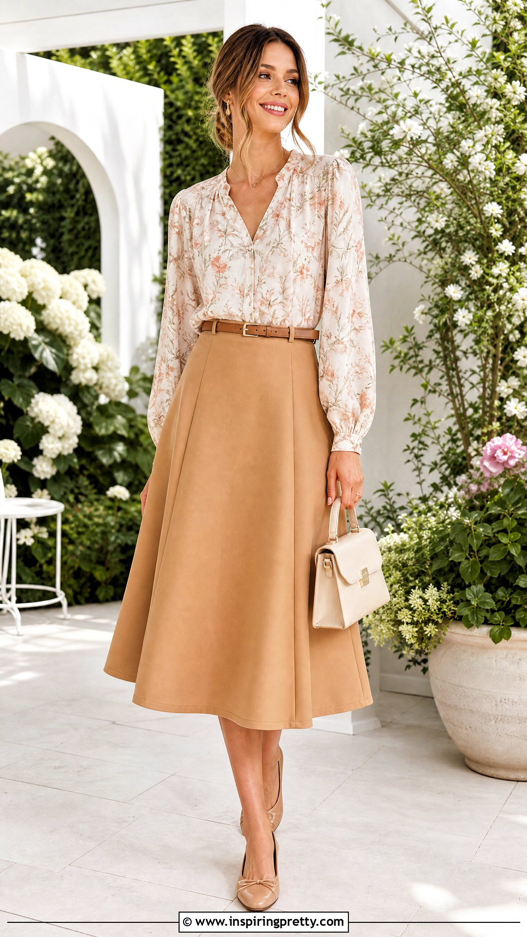 Flowy Top With A Line Skirt - 50 flowy top outfit ideas
