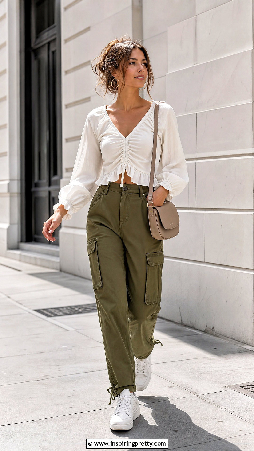 Flowy Top With Cargo Pants - 50 flowy top outfit ideas