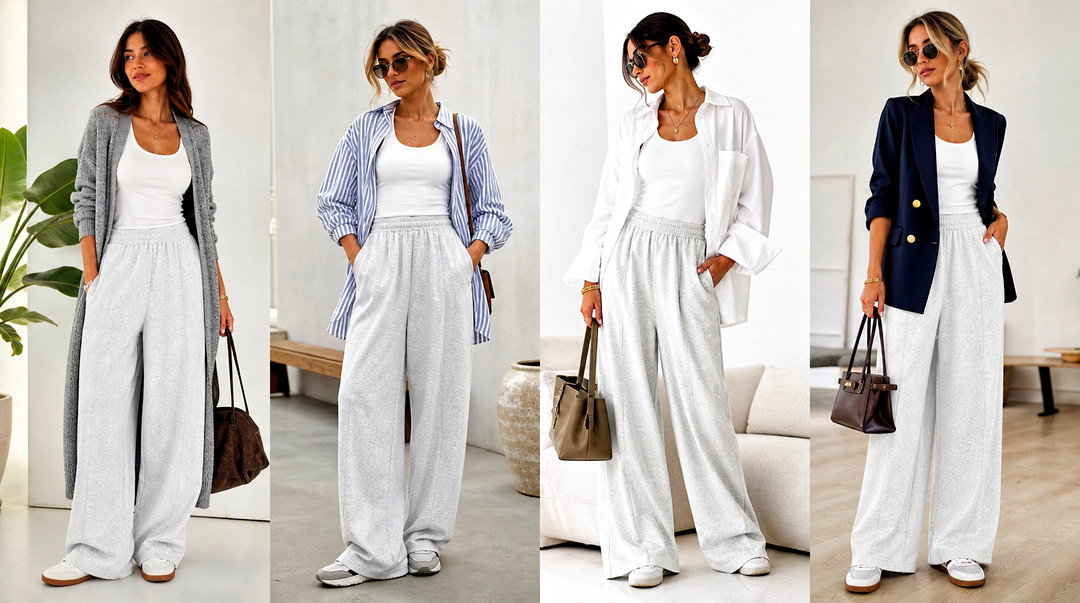 20 Fluffy Grey Trousers and a White Tank Top Outfits: Cozy Chic