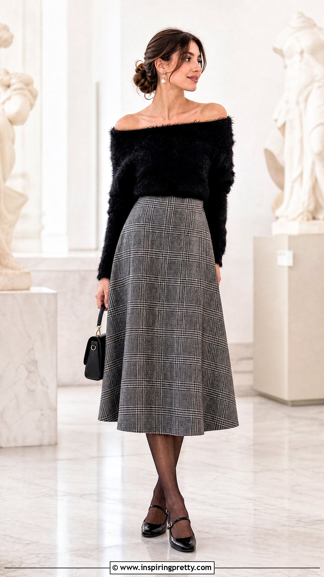 Fluffy Off The Shoulder Top With A Line Skirt - 25 Fluffy Off The Shoulder Top outfit ideas