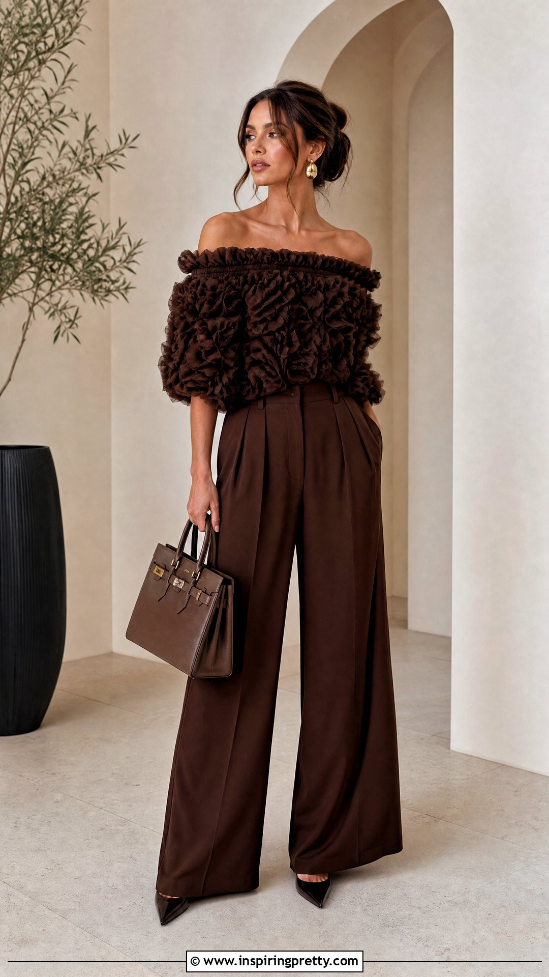 Fluffy Off The Shoulder Top With Monochrome Outfit - 25 Fluffy Off The Shoulder Top outfit ideas