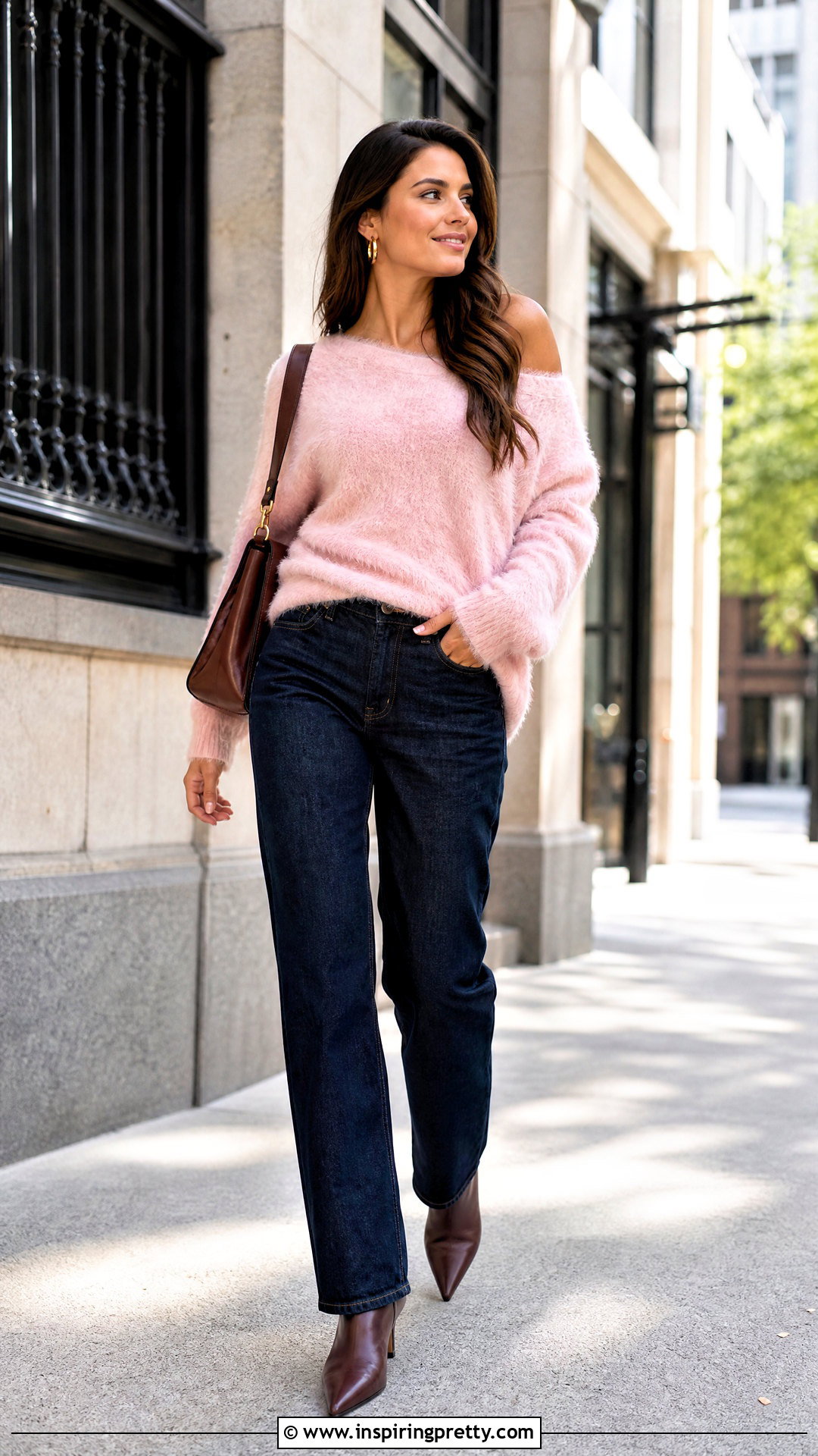 Fluffy Off The Shoulder Top With Straight Leg Jeans - 25 Fluffy Off The Shoulder Top outfit ideas