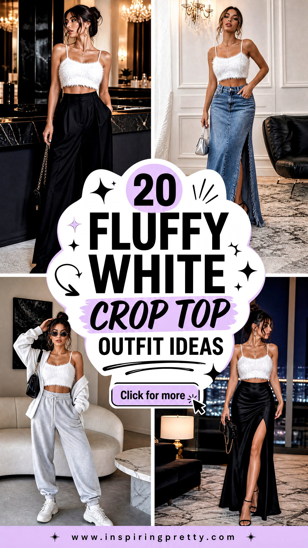 20 Fluffy White Crop Top Outfit Ideas Cute Party Looks - 20 Fluffy White Crop Top Outfit Ideas: Cute Party Looks