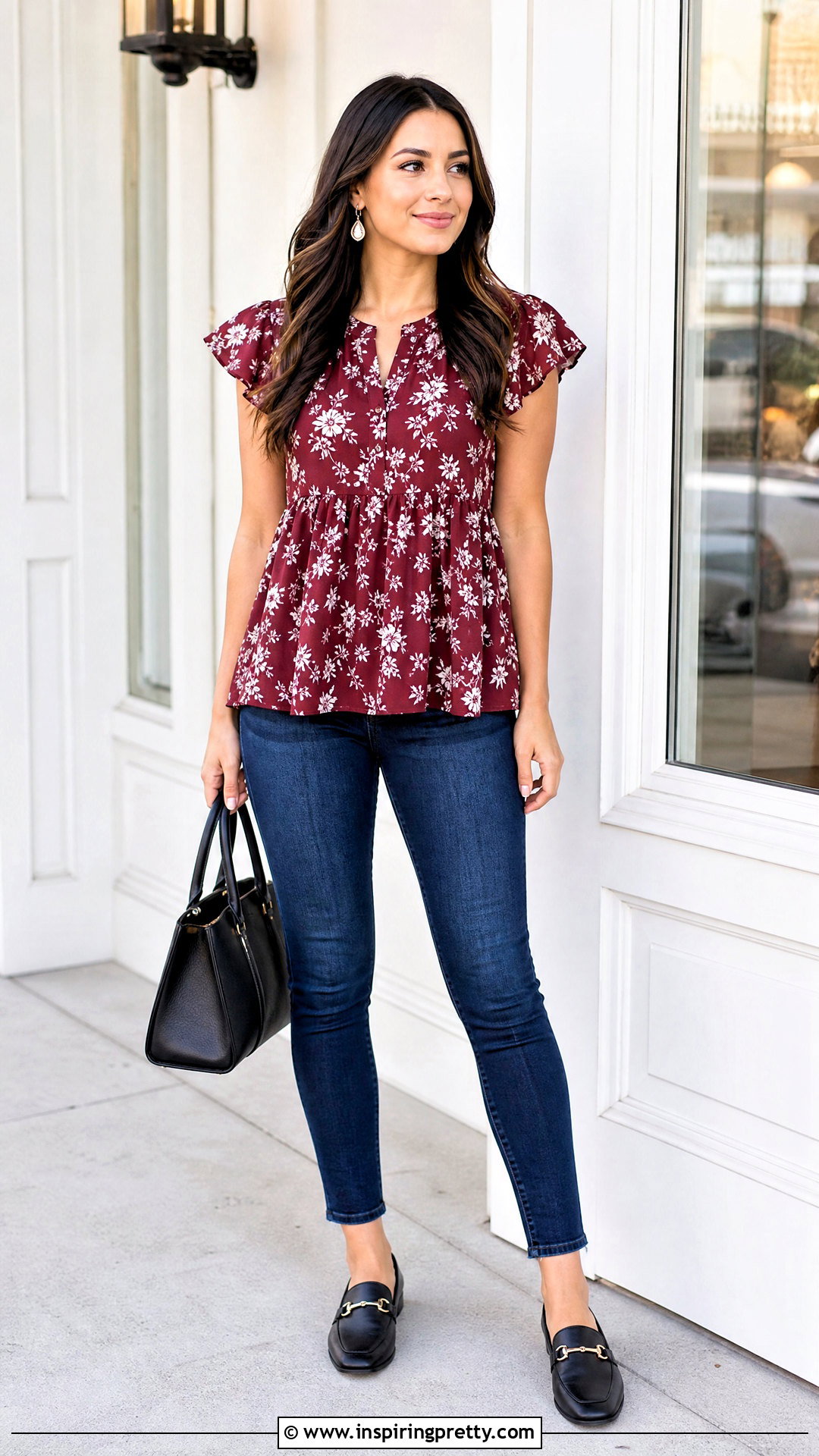Flutter Sleeve Babydoll Top With Skinny Jeans - 25 easy flutter sleeve babydoll top outfit ideas