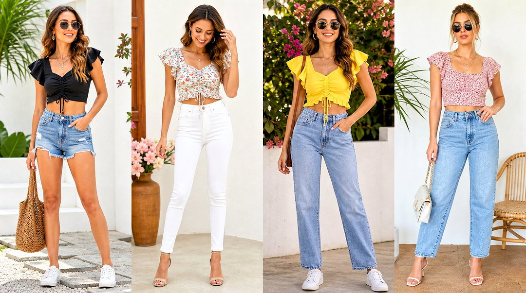 25 Flutter Sleeve Crop Top Outfit Ideas: Breezy Summer Looks