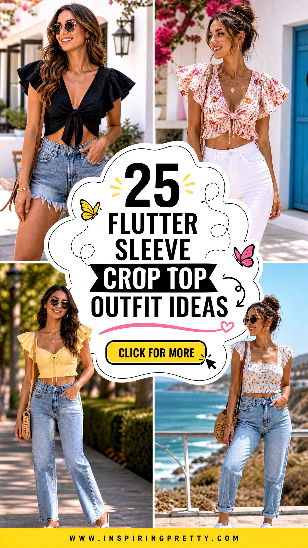 25 Flutter Sleeve Crop Top Outfit Ideas Breezy Summer Looks - 25 Flutter Sleeve Crop Top Outfit Ideas: Breezy Summer Looks