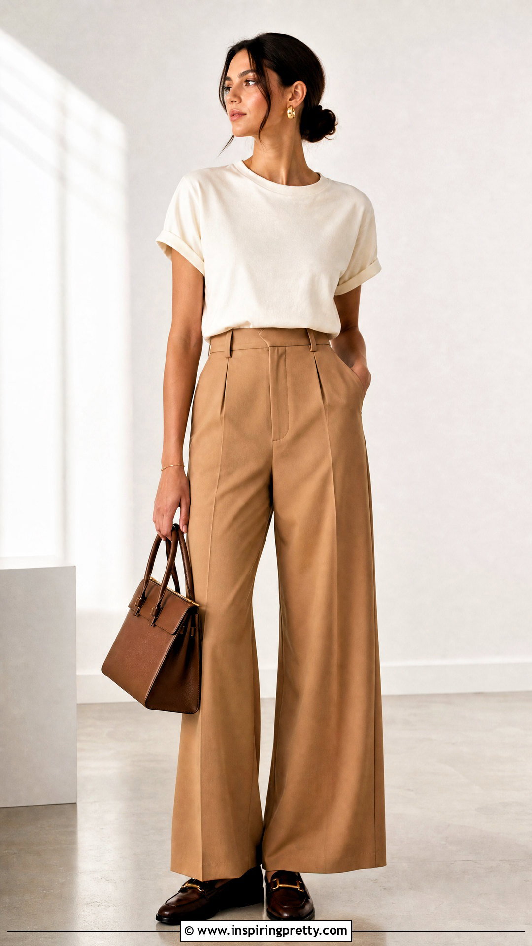 Folded Crop Top With Wide Leg Trousers - 50 como hacer tops cortos