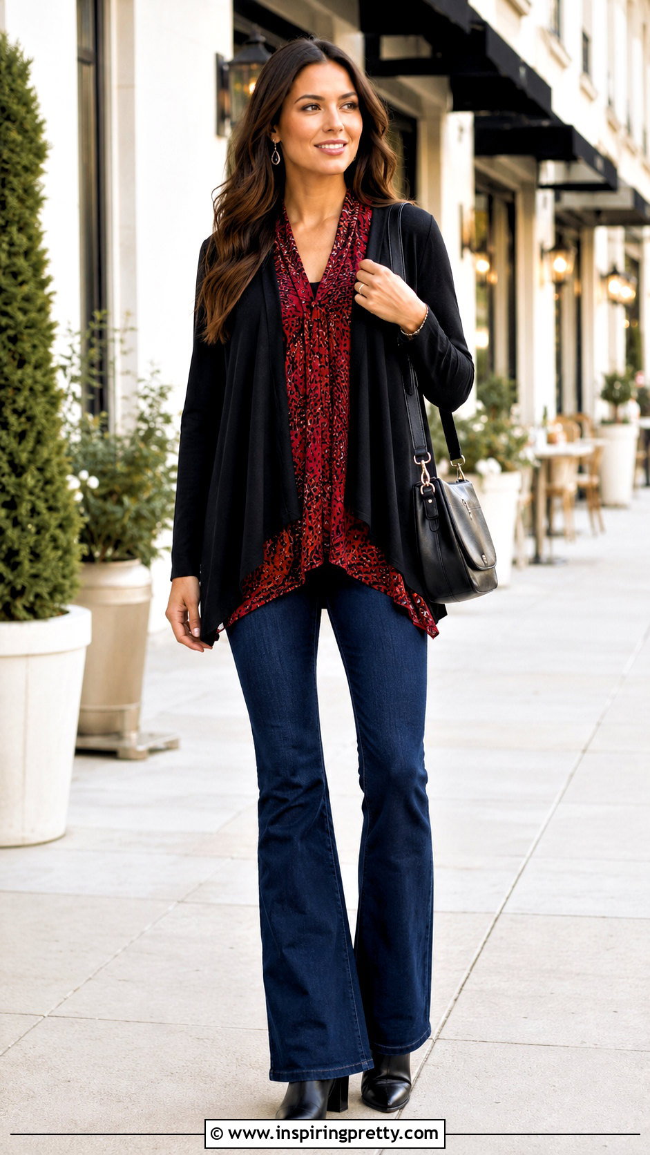 Fooler Cardigan Top With Bootcut Jeans - 20 fooler top outfit ideas