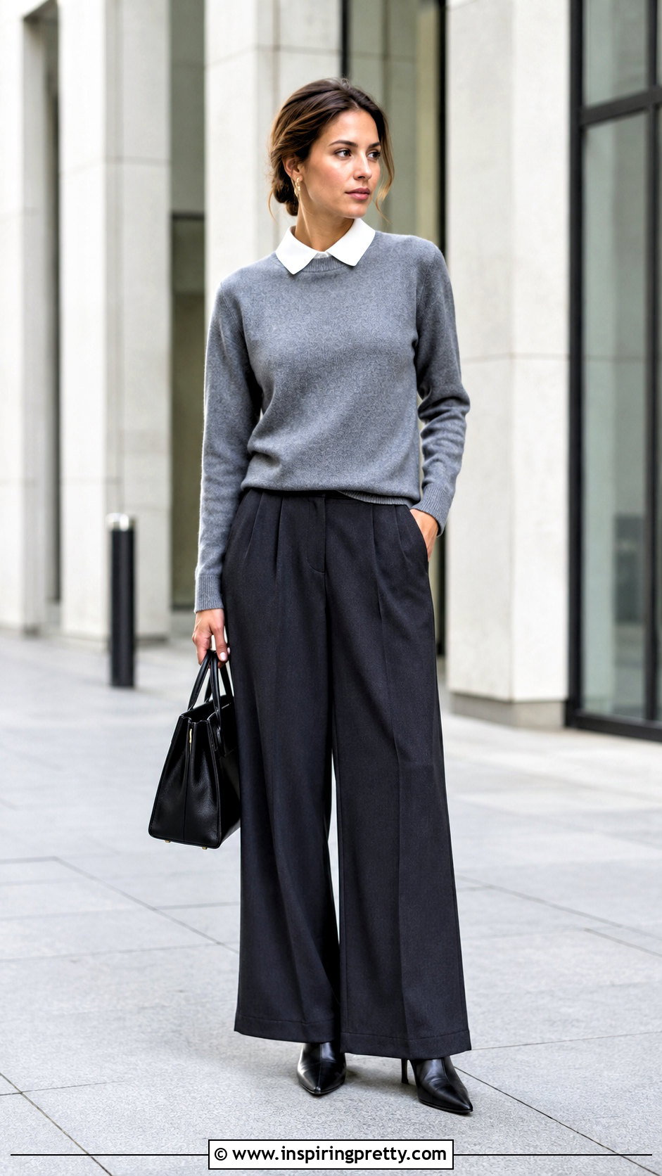 Fooler Sweater With Wide Leg Trousers - 20 fooler top outfit ideas