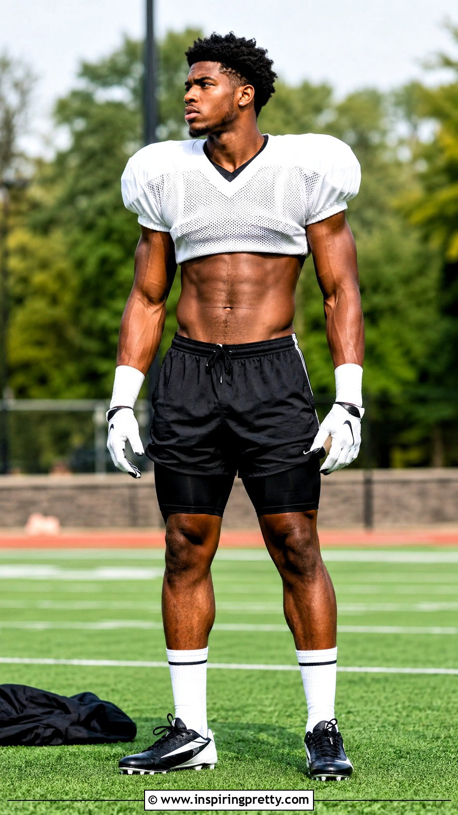 Football Crop Top With Compression Shorts - 20 Mens Sports Crop Tops