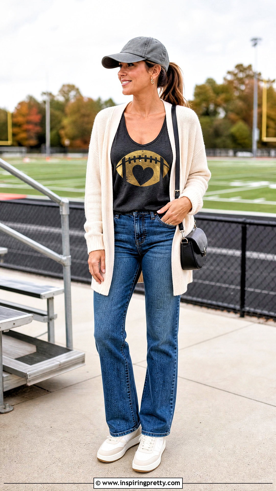 Football Mom Tank Top With a Cardigan - 25 football mom tank tops outfit ideas