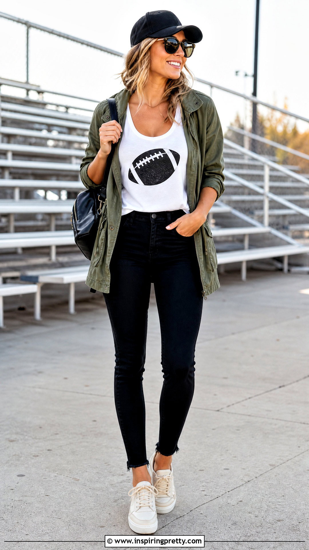 Football Mom Tank Top With a Utility Jacket - 25 football mom tank tops outfit ideas