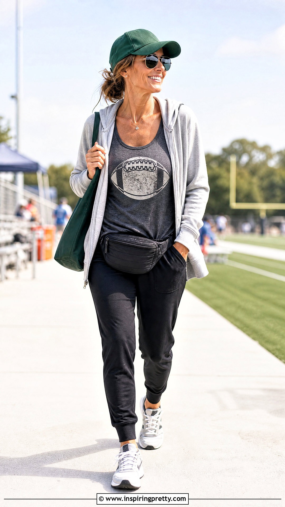 Football Mom Tank Top With a Zip Hoodie - 25 football mom tank tops outfit ideas