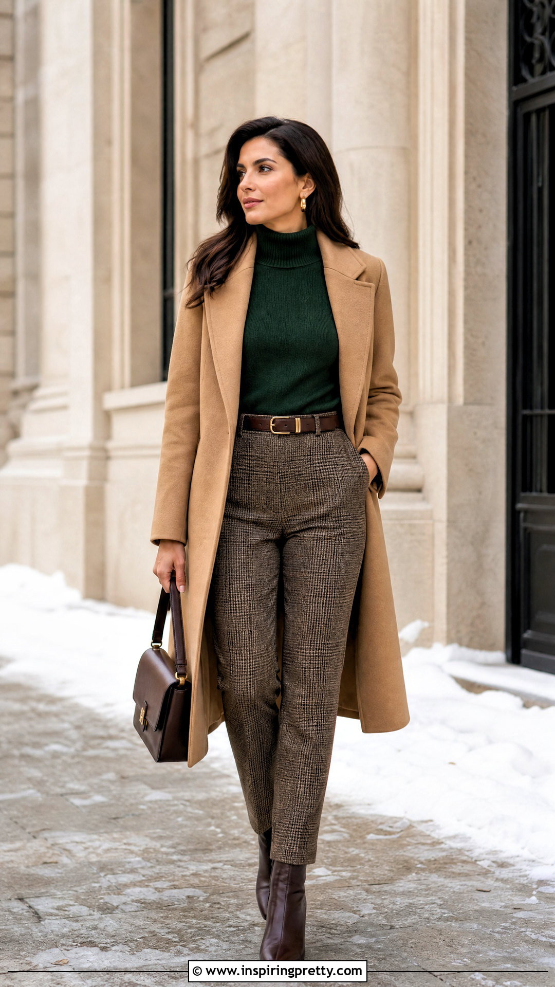 Forest Green Mock Neck Outfit - 50 winter tops aesthetics