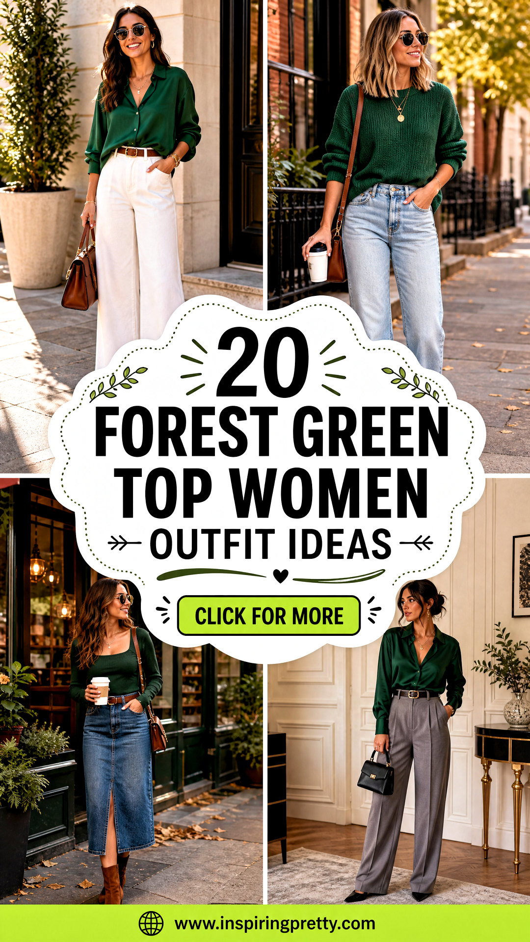 20 Forest Green Top Women Outfit Ideas Chic Fall Looks - 20 Forest Green Top Women Outfit Ideas: Chic Fall Looks