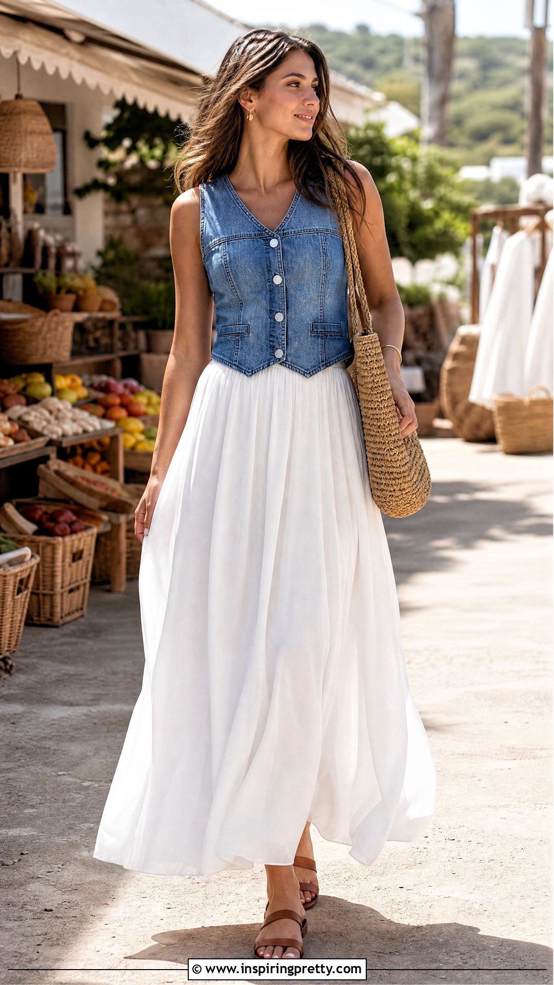Forever Denim Vest Top With Maxi Skirt - 20 cute tops forever 21 ideas