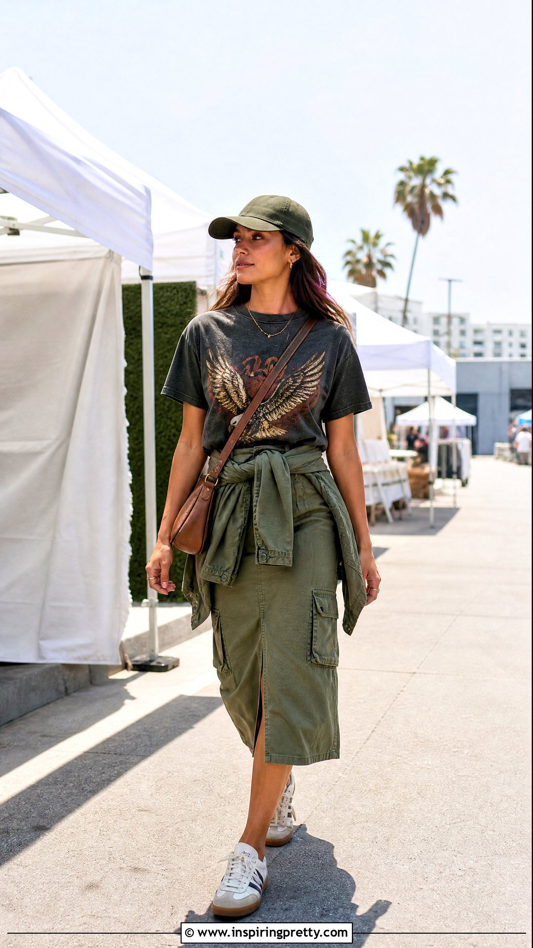 Forever Graphic Tee With Cargo Midi Skirt - 20 cute tops forever 21 ideas