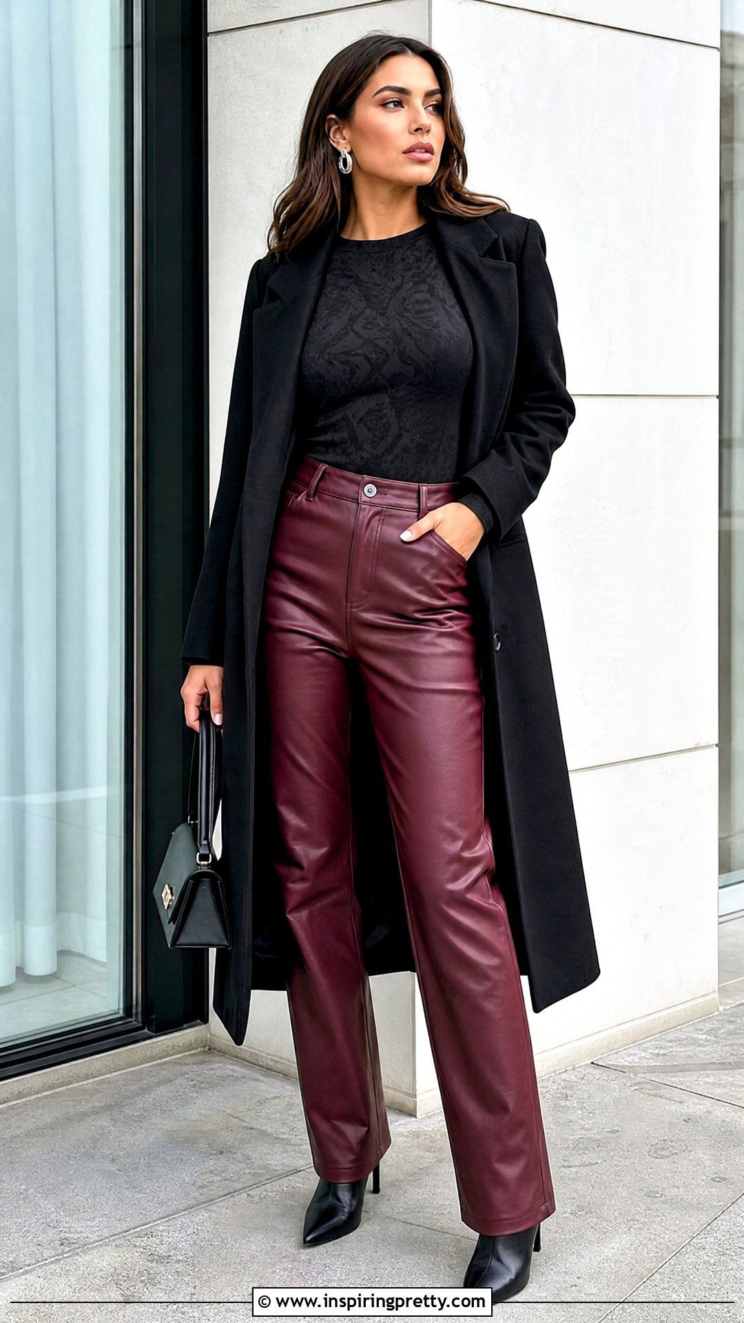 Forever Jacquard Bodysuit With Faux Leather Pants - 20 cute tops forever 21 ideas