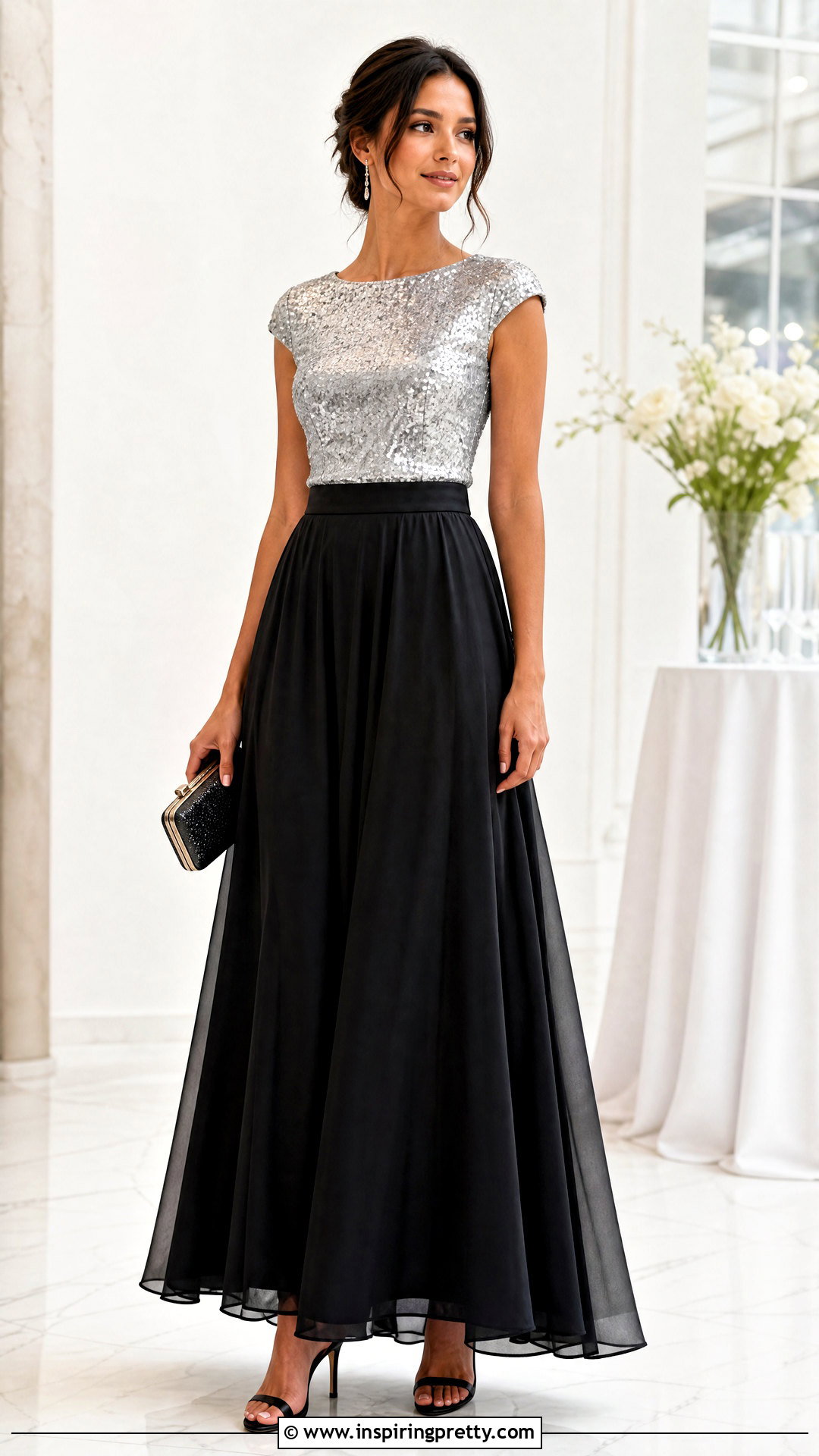 Forever Sequin Top With Black Maxi Skirt - 20 forever 21 sequin top outfit ideas