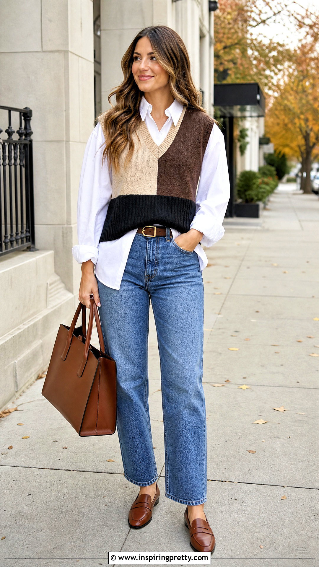 Forever Sweater Vest With Button Down And Jeans - 20 cute tops forever 21 ideas