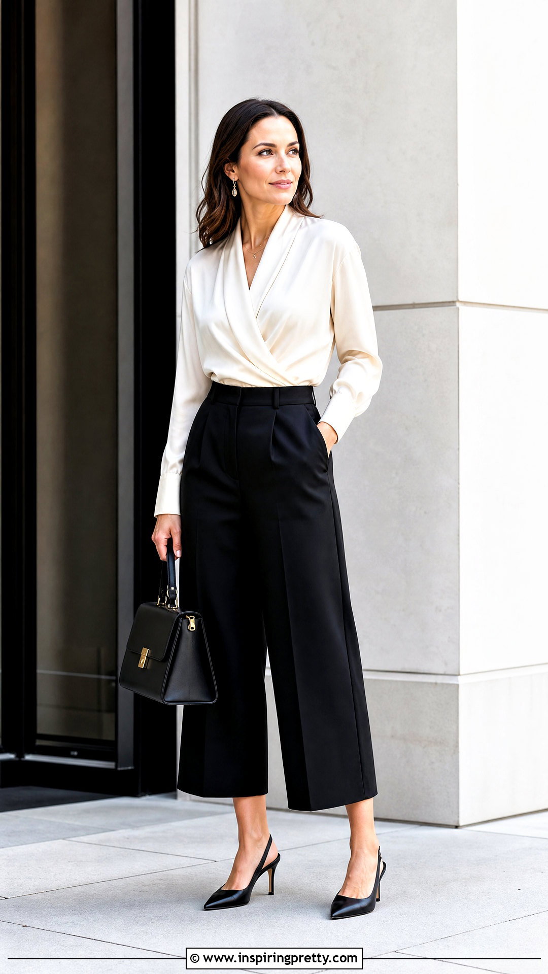Formal Blouse With Tailored Culottes - 50 formal tops outfit ideas