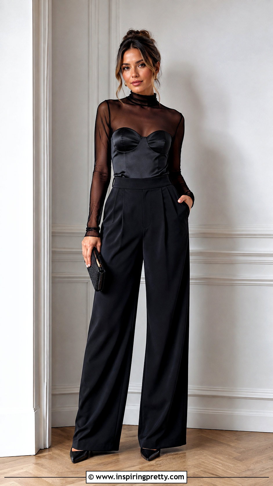 Formal Bustier Top With Sheer Long Sleeve Layer - 25 Formal Bustier Top outfit ideas