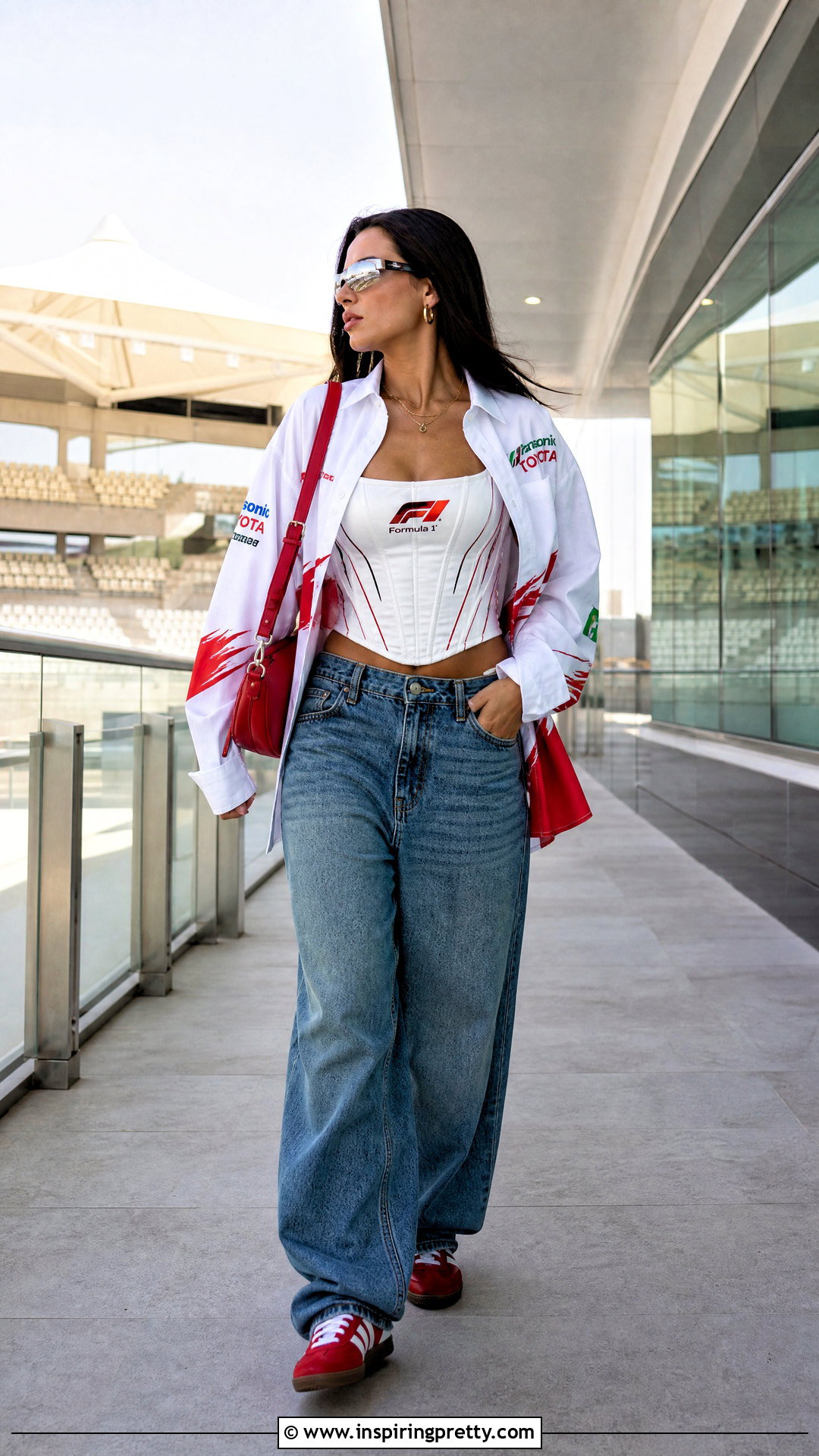 Formula Corset Top With Baggy Jeans - 25 Formula 1 Corset Top outfit ideas