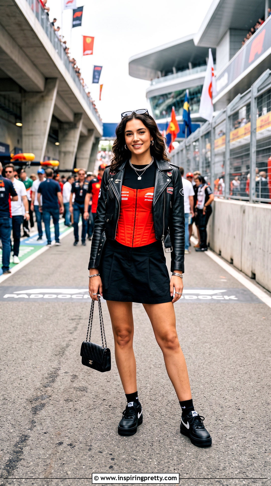 Formula Corset Top With Black Mini Skirt - 25 Formula 1 Corset Top outfit ideas