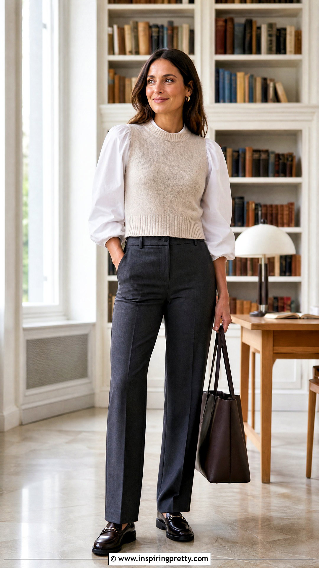 Frame Puff Sleeve Top With Sweater Vest And Trousers - 20 Frame Puff Sleeve Top outfit ideas