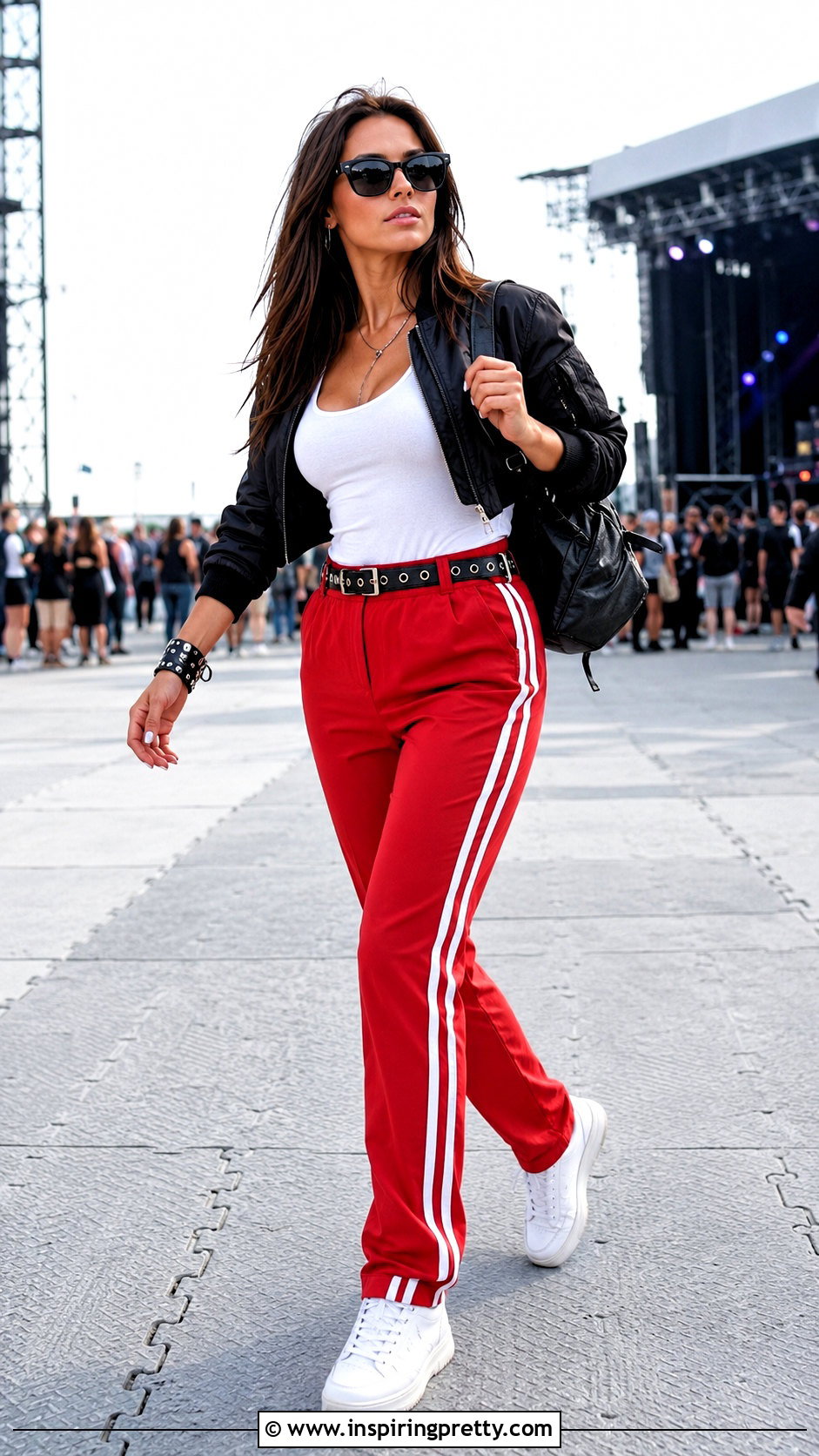 Freddie Mercury White Tank Top With Red Track Pants - 20 Freddie Mercury White Tank Top Outfit ideas
