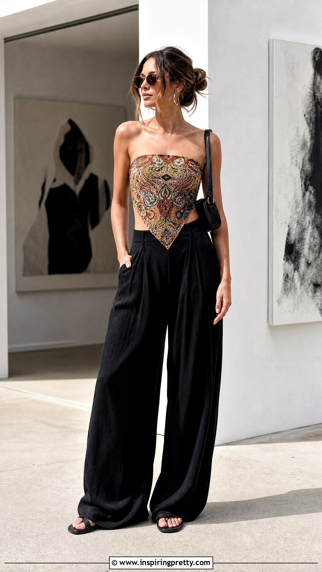 Free People Bandana Top With Black Wide Leg Pants - 25 free people bandana top outfit ideas
