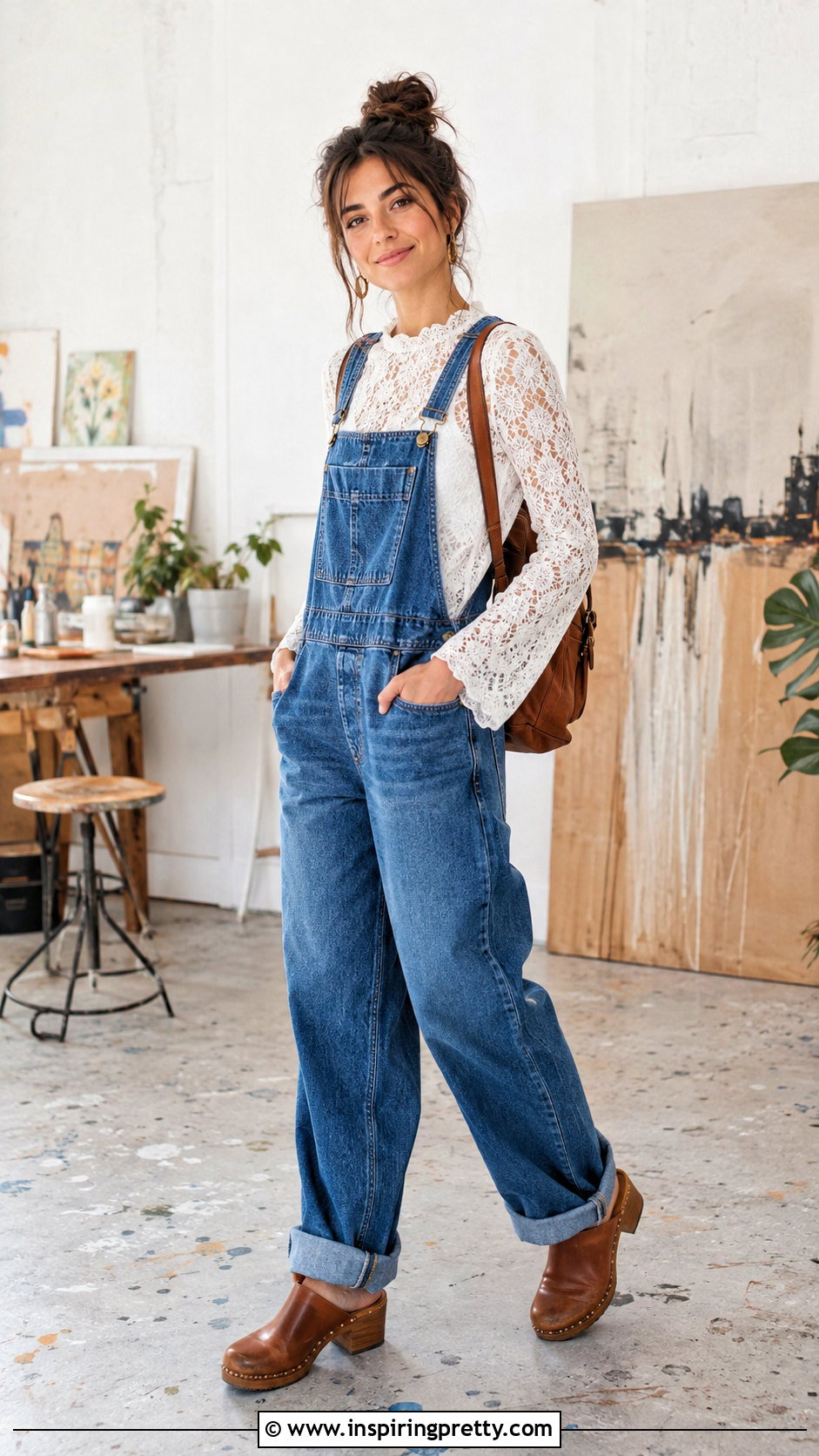 Free People Lace Top With Denim Overalls - How To Style Free People Lace Top (25 Ways)