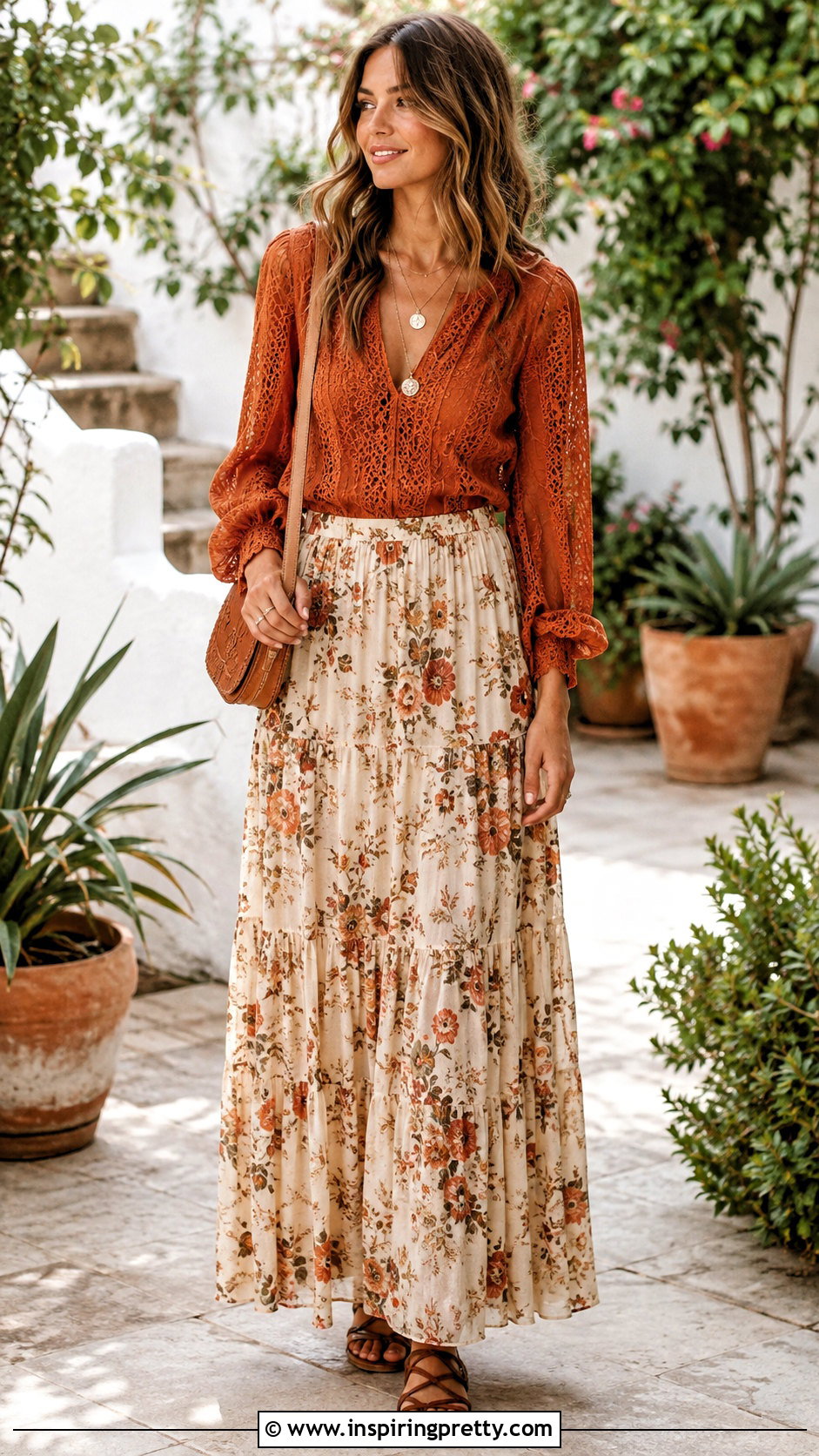 Free People Lace Top With Floral Maxi Skirt - How To Style Free People Lace Top (25 Ways)
