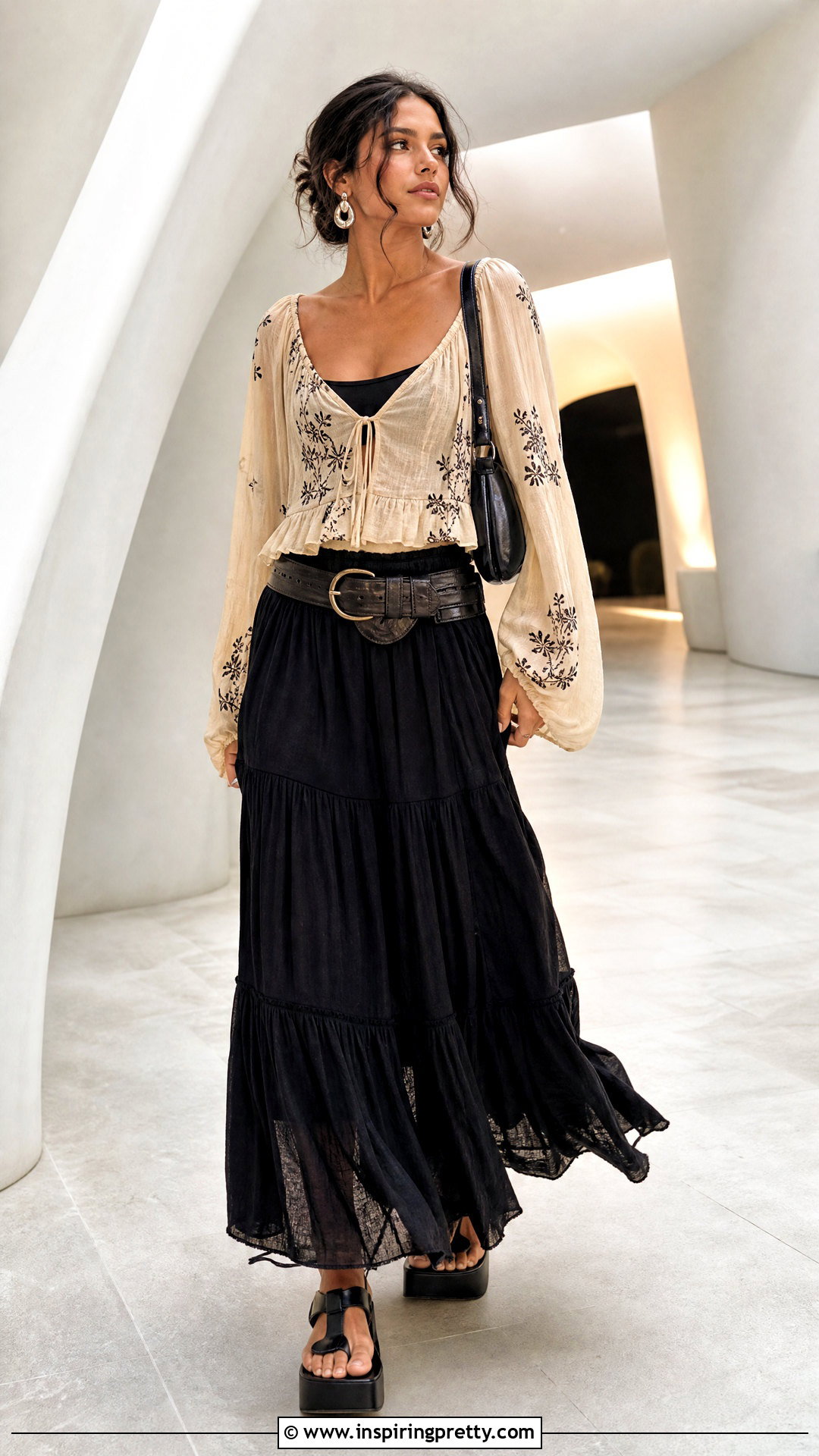Free People Padma Top With Black Maxi Skirt - 20 Free People Padma Top outfit ideas