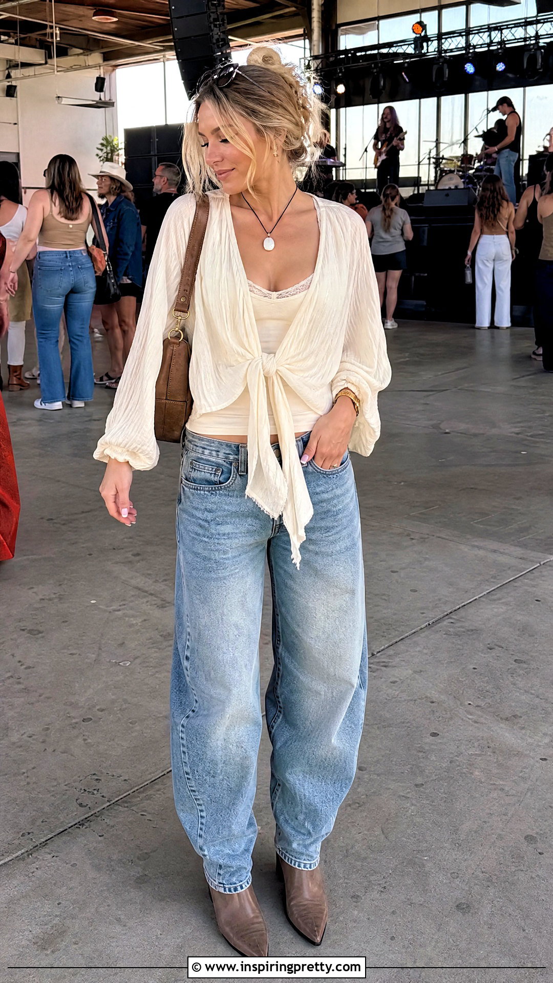 Free People Tie Front Top With Barrel Jeans - 25 free people going out tops outfit ideas