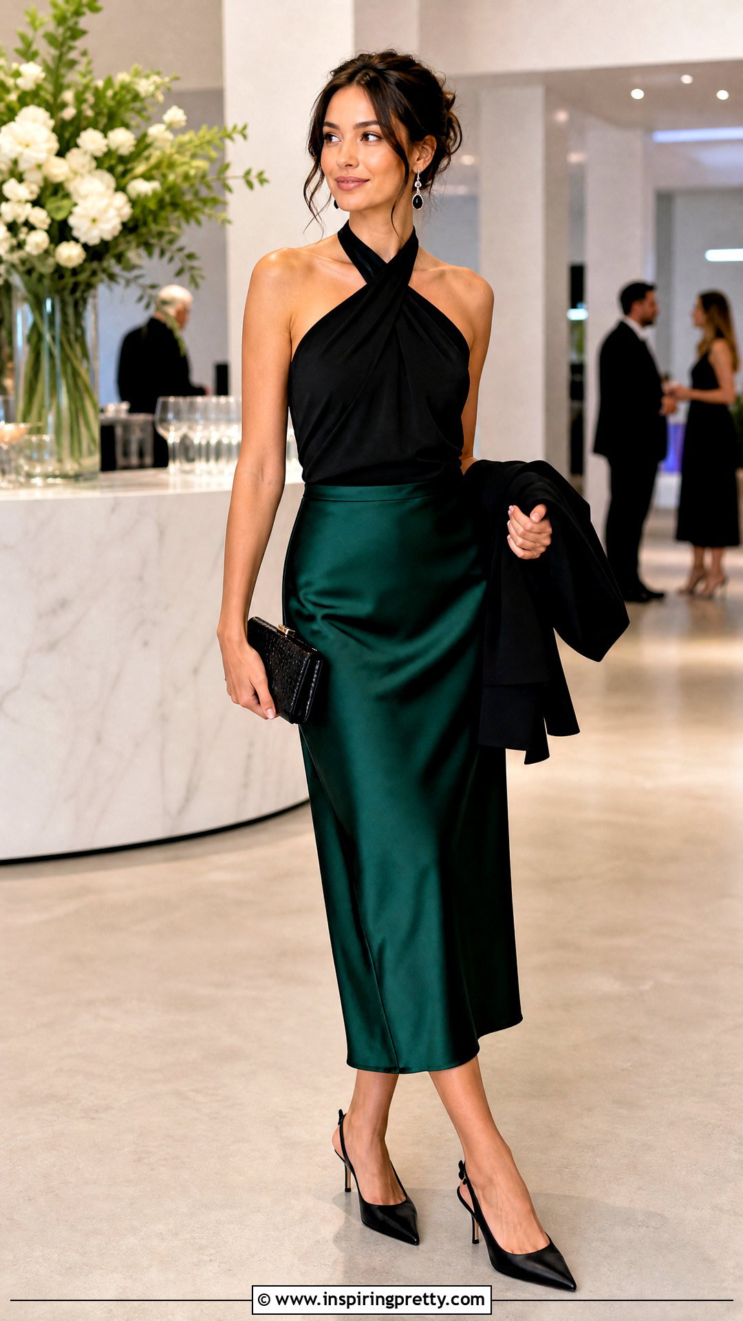 French Connection Halter Top With Satin Midi Skirt - 20 French Connection Tops outfit ideas