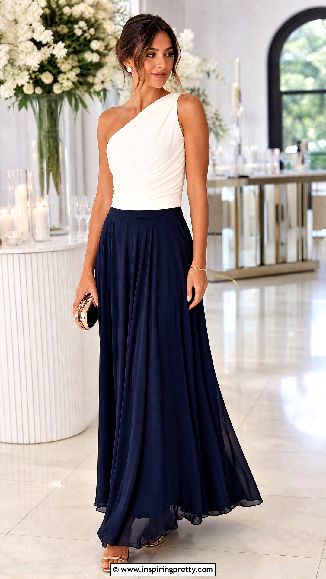 French Connection One Shoulder Top With Maxi Skirt - 20 French Connection Tops outfit ideas