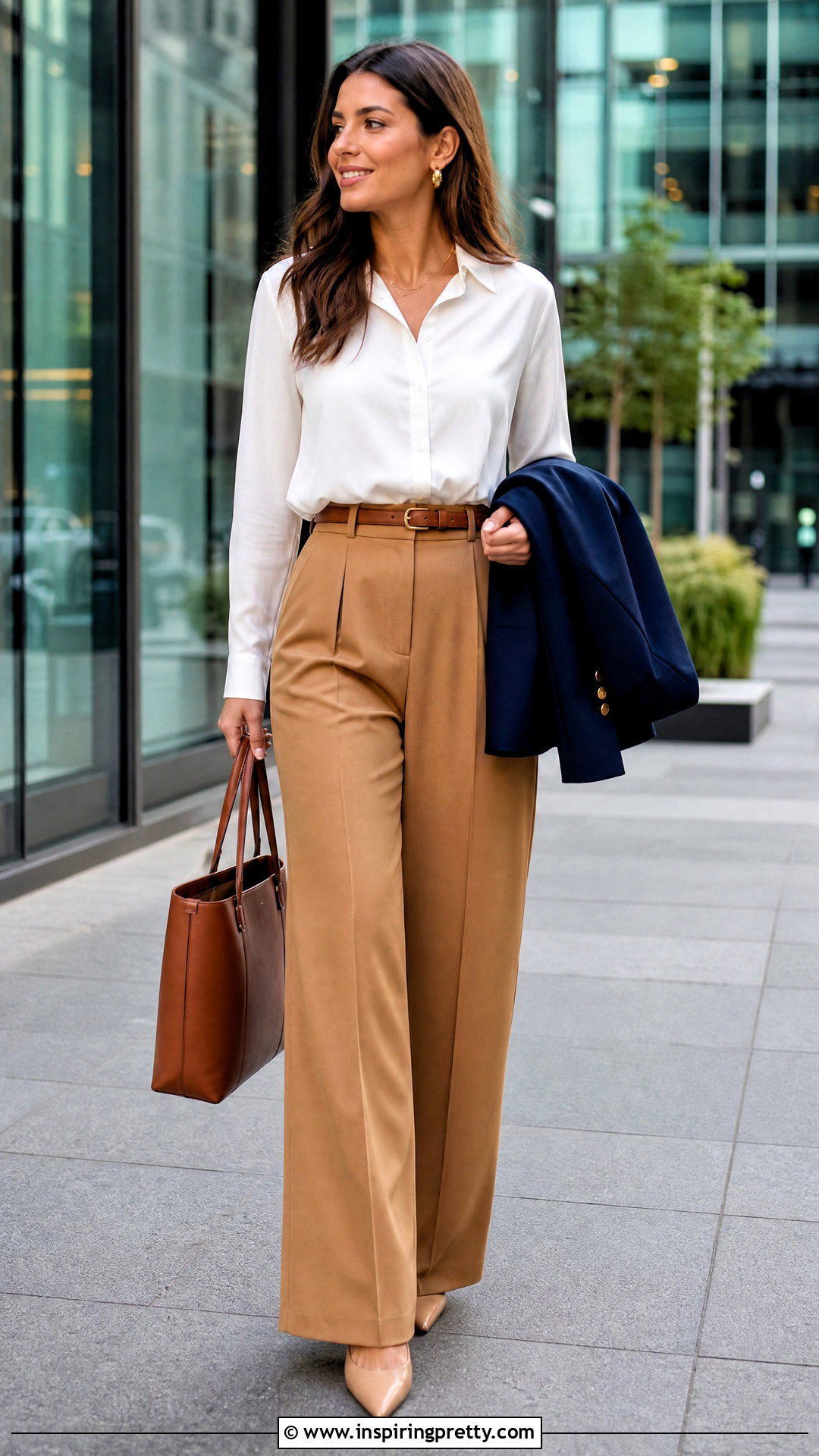 French Connection White Blouse With Wide Leg Trousers - 20 French Connection Tops outfit ideas