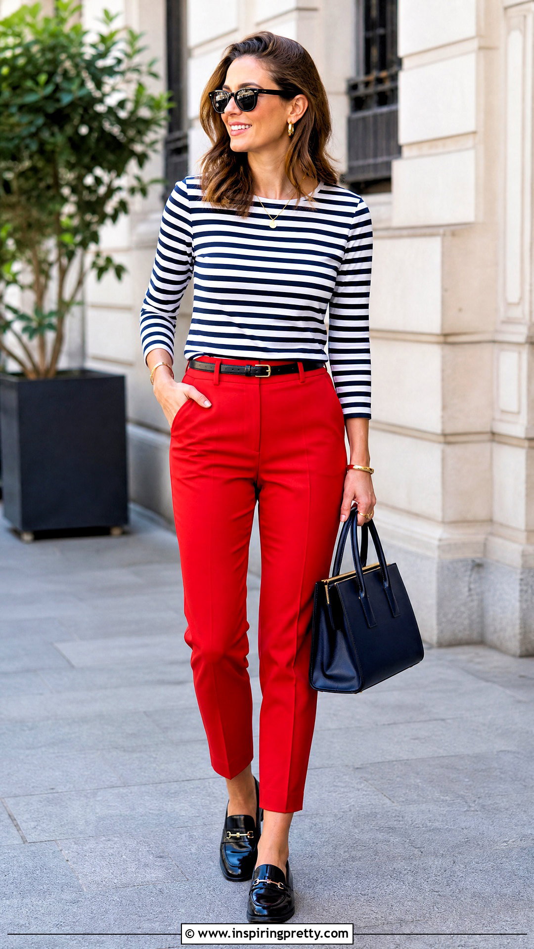 French Striped Top With Red Pants - 25 French Striped Top outfit ideas