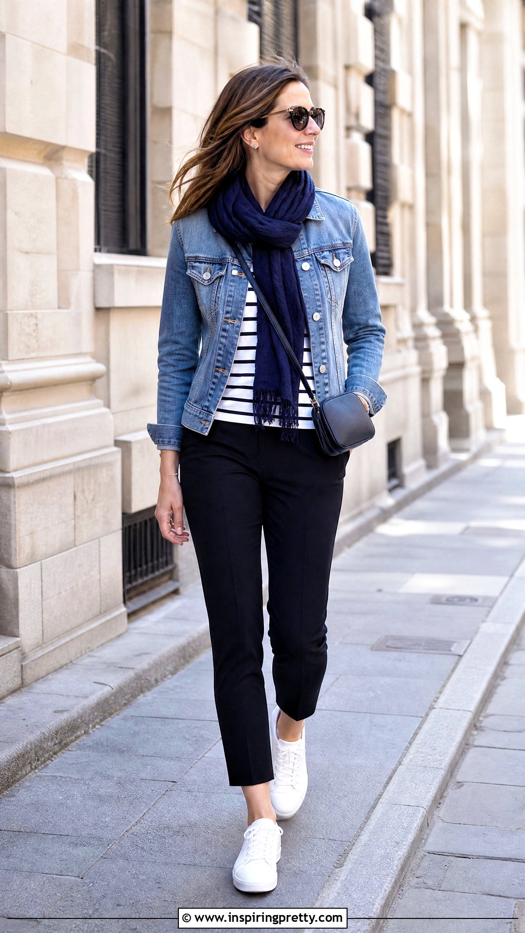 French Striped Top With a Denim Jacket - 25 French Striped Top outfit ideas